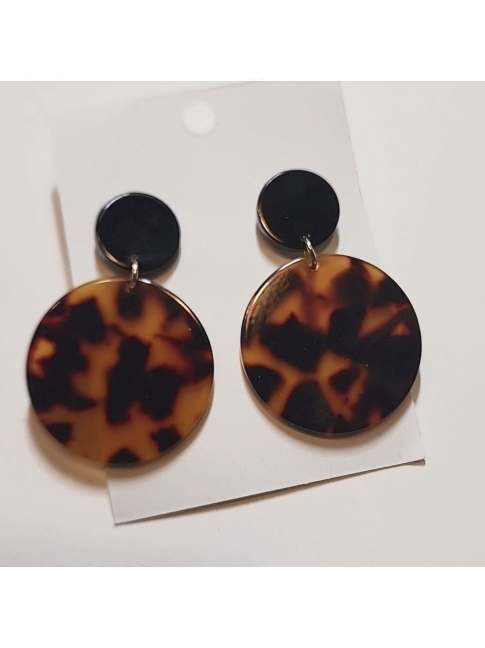 Round Tortoise Shell Earrings - Picture 1 of 2
